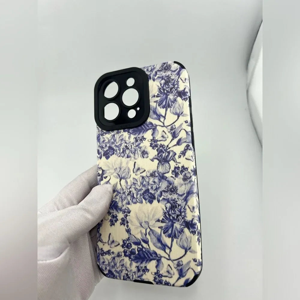 iPhone 16 Pro Max Case – Blue Floral Chinoiserie Print | Elegant & Protective